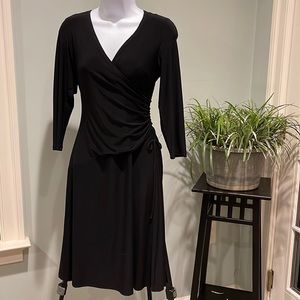 LBD Dress with Rouched Side and Surplice Neckline